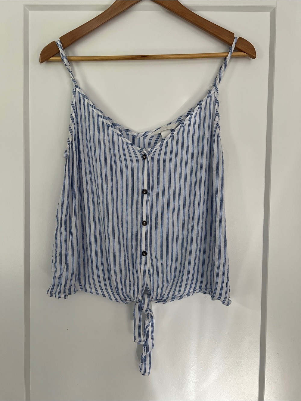 H&M Striped Blue Tie-Front Cami Top